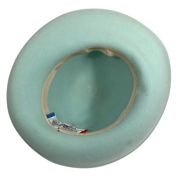 Bollman 'Excello' Pure Wool Womens Breton Hat Feather Band Foam Green Mr John - Picture 8 of 12